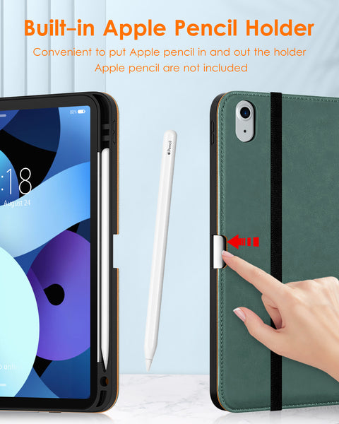 DTTO iPad Air 5th Generation Case (2022) / iPad Air 4th Generation Case (2020) 10.9 Inch, Premium Leather Business Folio Stand Cover with Pencil Holder [2nd Pencil Charging] for iPad Air 5/4, Brown