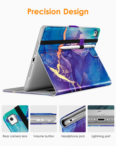 DTTO for iPad 9.7 Inch 5th/6th Generation 2018/2017 Case with Apple Pencil Holder, Premium Leather Folio Stand Cover Case for Apple iPad 9.7 inch, Also Fit iPad Pro 9.7/Air 2/Air - Black