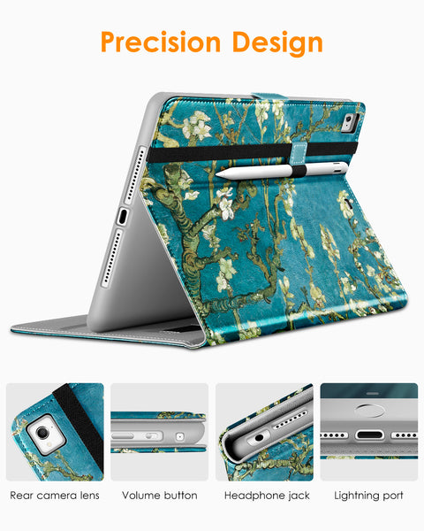 DTTO for iPad 9.7 Inch 5th/6th Generation 2018/2017 Case with Apple Pencil Holder, Premium Leather Folio Stand Cover Case for Apple iPad 9.7 inch, Also Fit iPad Pro 9.7/Air 2/Air - Black