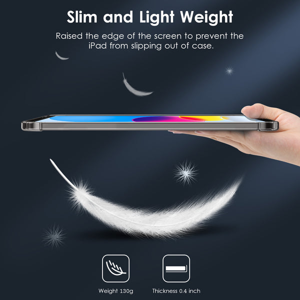 DTTO Clear Case for iPad 10th Generation 2022 - [Yellowing Resistant] Slim Lightweight Transparent Soft Cover for iPad 10.9 Inch, Clear