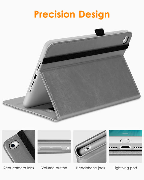 DTTO iPad Mini 4 Case, Premium Leather Folio Stand Cover Case with Multi-Angle Viewing and Auto Wake-Sleep Function, Front Pocket for Apple iPad Mini 4 - Brown