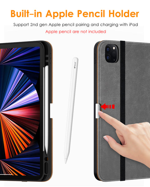 DTTO Case for iPad Pro 11 Inch 4th/3rd/2nd/1st Generation 2022/2021/2020/2018,Premium PU Leather Folio Stand Cover with Hand Strap,Fit iPad Air 4/5 - Auto Wake/Sleep,Multiple Viewing Angles, Brown