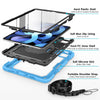 DTTO for iPad Air 5th/4th Generation Case 2022/2020 with Screen Protector& Pencil Holder, Heavy Duty Silicone Shockproof Protective +360 Rotating Hand Strap +Stand, for iPad Air 5th/4th & Pro 11-Black