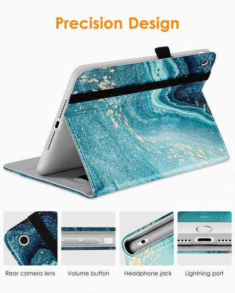 DTTO iPad Mini 1 2 3 Case, Premium Leather Folio Stand Cover Case with Multi-Angle Viewing and Auto Wake-Sleep Function, Front Pocket for Apple iPad Mini 1/Mini 2/Mini 3 - Brown