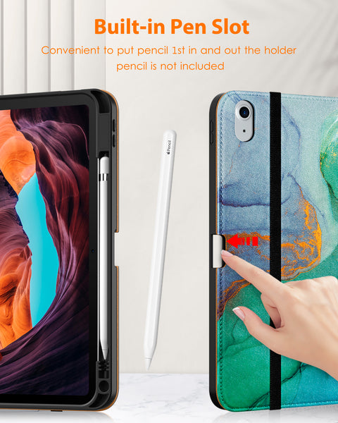 DTTO iPad 10th Generation Case 10.9 Inch 2022, Premium Leather Business Folio Stand Cover with Pencil Holder - Auto Wake/Sleep and Multiple Viewing Angles, Brown