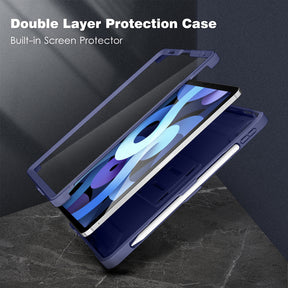 DTTO Case for iPad Air 5th / 4th Generation Case 10.9 Inch 2022/2020 with Pencil Holder, [Screen Protector] Shockproof Full Body Protective Cover, Also Fit iPad Pro 11 2021/2020/2018 - Black
