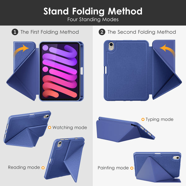 DTTO Case for iPad Mini 6th Gen 8.3 Inch 2021 with Pencil Holder, Multi - Angle Magnetic Standing Cover with TPU Back Shell [Auto Wake/Sleep], Black