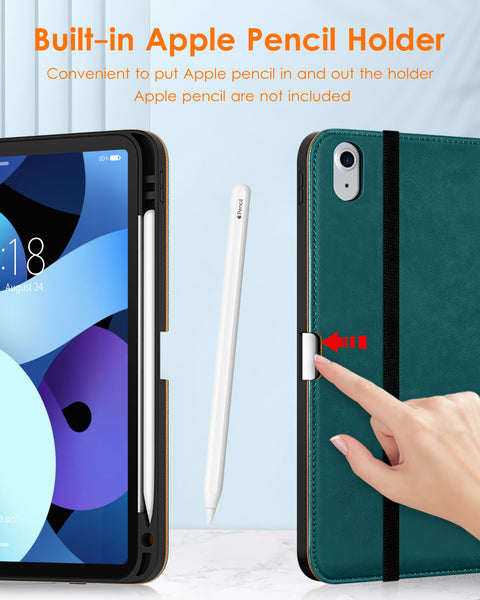 DTTO iPad Air 5th Generation Case (2022) / iPad Air 4th Generation Case (2020) 10.9 Inch, Premium Leather Business Folio Stand Cover with Pencil Holder [2nd Pencil Charging] for iPad Air 5/4, Brown