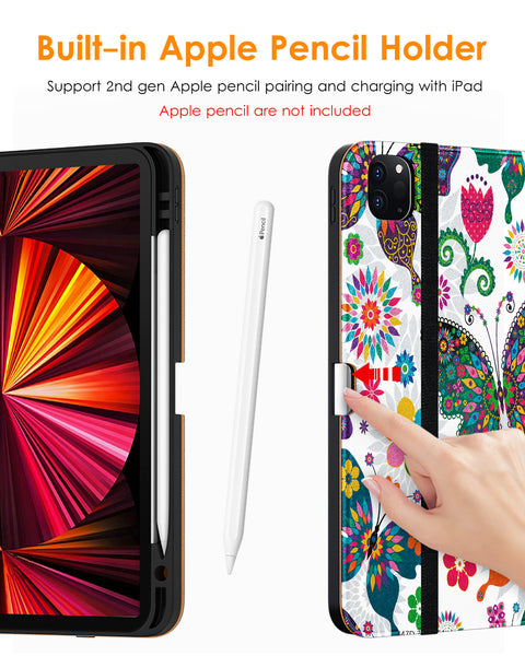 DTTO Case for iPad Pro 11 Inch 4th/3rd/2nd/1st Generation 2022/2021/2020/2018,Premium PU Leather Folio Stand Cover with Hand Strap,Fit iPad Air 4/5 - Auto Wake/Sleep,Multiple Viewing Angles, Brown