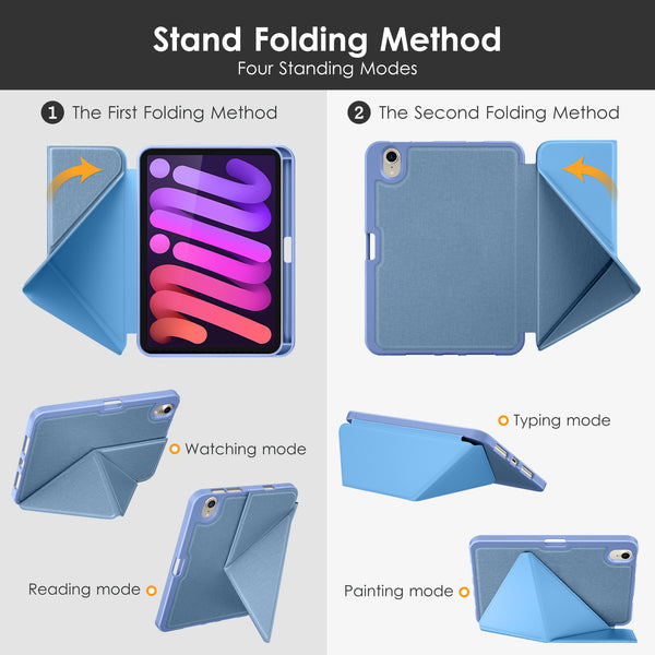 DTTO Case for iPad Mini 6th Gen 8.3 Inch 2021 with Pencil Holder, Multi - Angle Magnetic Standing Cover with TPU Back Shell [Auto Wake/Sleep], Black