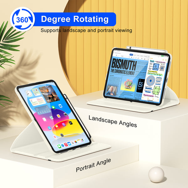 DTTOCASE Rotating Case for iPad 10th Generation 2022, 10.9 Inch iPad Smart Folio Leather Cover with Pencil Holder, 360 Degree Rotating Protective Stand，and Close Strip - Brown