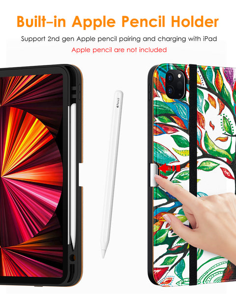 DTTO Case for iPad Pro 11 Inch 4th/3rd/2nd/1st Generation 2022/2021/2020/2018,Premium PU Leather Folio Stand Cover with Hand Strap,Fit iPad Air 4/5 - Auto Wake/Sleep,Multiple Viewing Angles, Brown