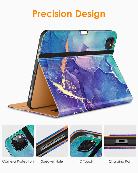 DTTO iPad Pro 12.9 6th / 5th / 4th / 3rd Generation Case 2022/2021/2020/2018, Premium Leather Folio Stand Cover with Built-in Apple Pencil Holder -Auto Wake/Sleep and Multi Viewing Angles,Brown