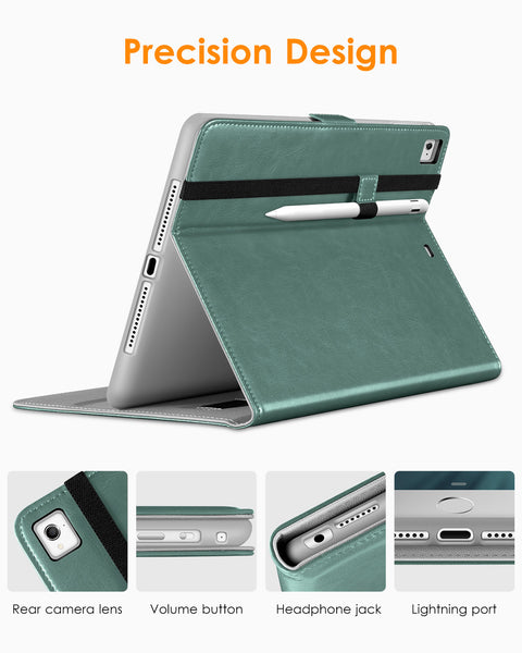 DTTO for iPad 9.7 Inch 5th/6th Generation 2018/2017 Case with Apple Pencil Holder, Premium Leather Folio Stand Cover Case for Apple iPad 9.7 inch, Also Fit iPad Pro 9.7/Air 2/Air - Black