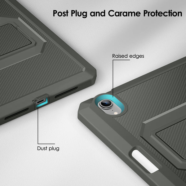 DTTO Shockproof Case for iPad Mini 6 2021, Dual Layer Full Body Tough Rugged Stand Cover Case, Built-in Screen Protector and Pencil Holder for iPad Mini 6 8.3 inch 2021 Release, Deep Black