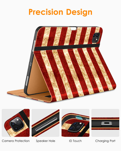 DTTO iPad Pro 12.9 6th / 5th / 4th / 3rd Generation Case 2022/2021/2020/2018, Premium Leather Folio Stand Cover with Built-in Apple Pencil Holder -Auto Wake/Sleep and Multi Viewing Angles,Brown