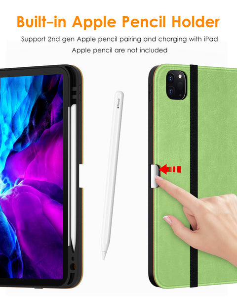 DTTO iPad Pro 12.9 6th / 5th / 4th / 3rd Generation Case 2022/2021/2020/2018, Premium Leather Folio Stand Cover with Built-in Apple Pencil Holder -Auto Wake/Sleep and Multi Viewing Angles,Brown