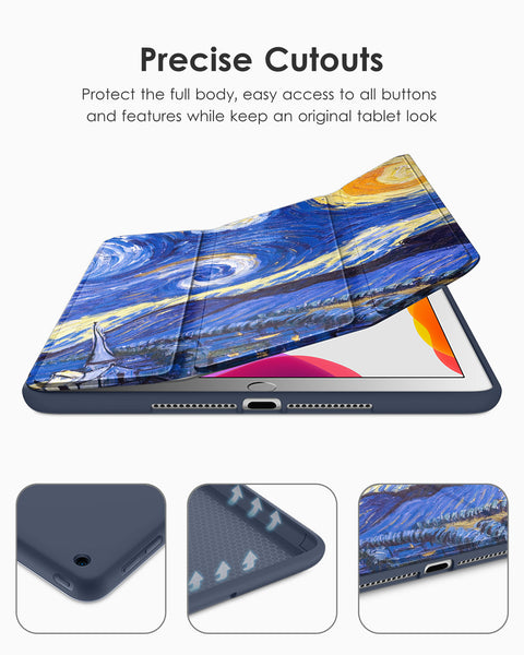 DTTO iPad 9th/ 8th/ 7th Generation 10.2 Case, Lightweight Soft TPU Back for iPad 10.2 Inch (2021/2020/2019) [Auto Wake/Sleep + Trifold Stand] - Rose Gold