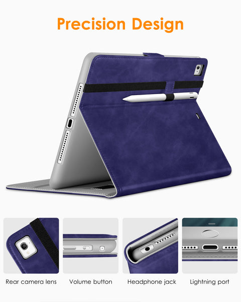 DTTO for iPad 9.7 Inch 5th/6th Generation 2018/2017 Case with Apple Pencil Holder, Premium Leather Folio Stand Cover Case for Apple iPad 9.7 inch, Also Fit iPad Pro 9.7/Air 2/Air - Black