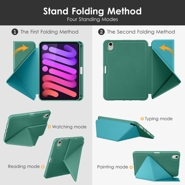 DTTO Case for iPad Mini 6th Gen 8.3 Inch 2021 with Pencil Holder, Multi - Angle Magnetic Standing Cover with TPU Back Shell [Auto Wake/Sleep], Black