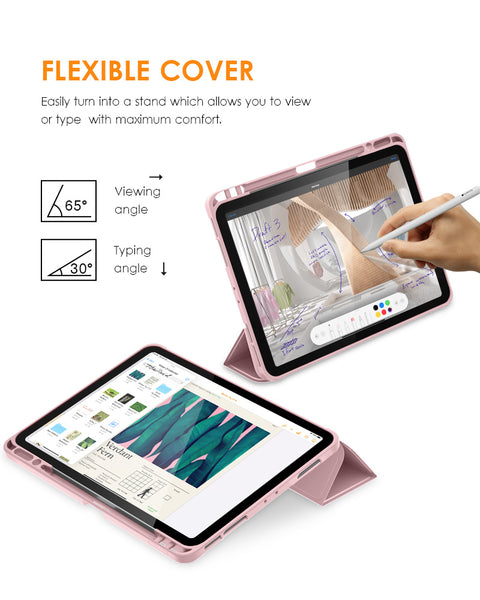 DTTO iPad Pro 12.9 case 2021 [Full Body Protection+Apple 2nd Pencil Charging+ Auto Sleep/Wake] Soft TPU Smart Back Cover Case, Ice Blue