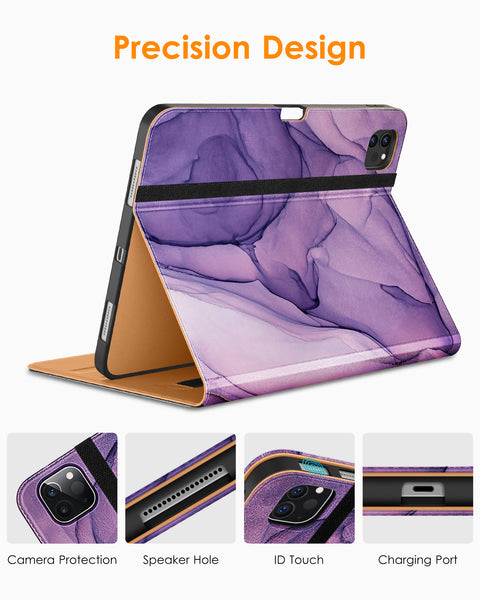 DTTO iPad Pro 12.9 6th / 5th / 4th / 3rd Generation Case 2022/2021/2020/2018, Premium Leather Folio Stand Cover with Built-in Apple Pencil Holder -Auto Wake/Sleep and Multi Viewing Angles,Brown