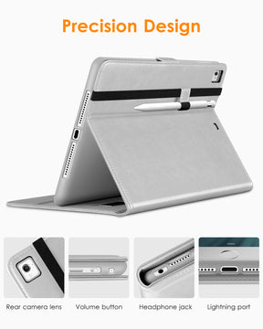 DTTO for iPad 9.7 Inch 5th/6th Generation 2018/2017 Case with Apple Pencil Holder, Premium Leather Folio Stand Cover Case for Apple iPad 9.7 inch, Also Fit iPad Pro 9.7/Air 2/Air - Black