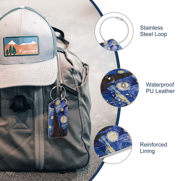 2 Pcs Luggage Tags for Suitcases, DTTO PU Leather Travel Name ID Labels with Privacy Flap, Stainless Steel Loop for Women/Men/Kids/Girls, Marble Pink