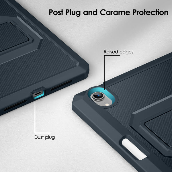 DTTO Shockproof Case for iPad Mini 6 2021, Dual Layer Full Body Tough Rugged Stand Cover Case, Built-in Screen Protector and Pencil Holder for iPad Mini 6 8.3 inch 2021 Release, Deep Black