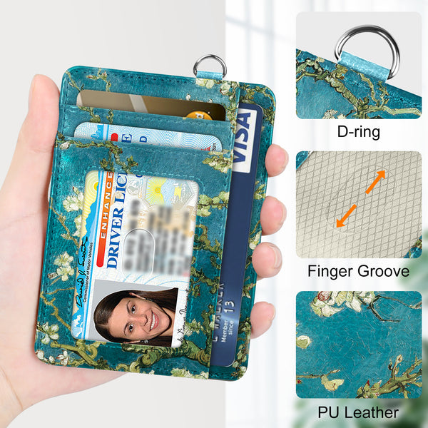 DTTO Slim Wallet for Men/Women, Small Minimalist Travel Front Pocket RFID Blocking Credit Card Holder Case with ID Window and D-ring, Marble Pink