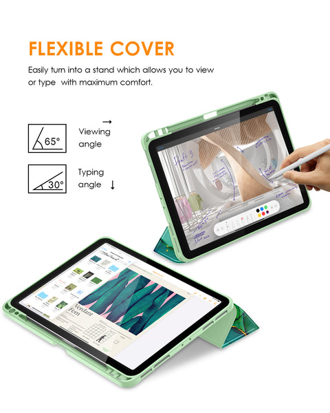 DTTO Case for iPad Pro 11 inch 4th/3rd/2nd/1st Generation 2022/2021/2020/2018, Slim Trifold Stand Soft TPU Back Cover with Built-in Pencil Holder,Also Fit iPad Air 5/4, [Auto Sleep/Wake],Navy Blue