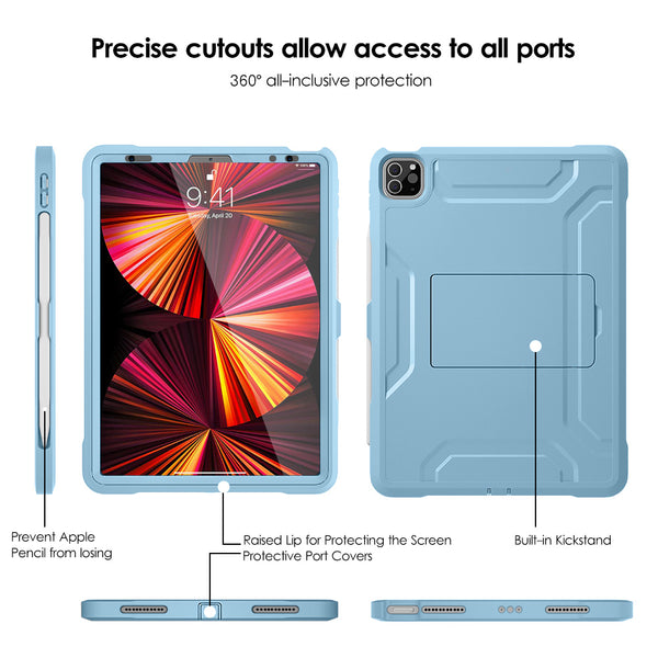 DTTO New iPad Pro 11 inch Case 2022(4th Gen)/2021(3rd Gen), [Screen Protector] Dual Layer Full Body Protection Cover with Pencil Holder, Also Fit iPad Pro 11’’ 2020&2018/iPad Air 5/Air 4 - Black