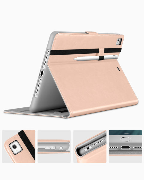 DTTO for iPad 9.7 Inch 5th/6th Generation 2018/2017 Case with Apple Pencil Holder, Premium Leather Folio Stand Cover Case for Apple iPad 9.7 inch, Also Fit iPad Pro 9.7/Air 2/Air - Black