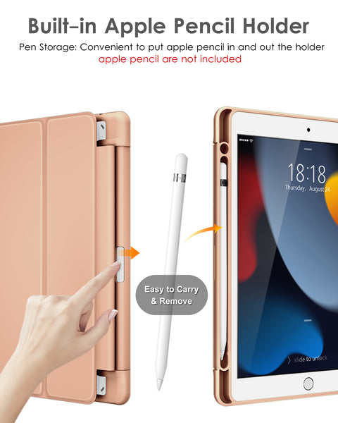 DTTO for iPad 9th/8th/7th Generation 10.2 inch 2021/2020/2019 Case, Lightweight Smart Trifold Stand with Hard PC Clear Transparent Back Shockproof Cover with Pencil Holder - Black