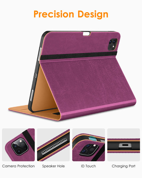 DTTO iPad Pro 12.9 6th / 5th / 4th / 3rd Generation Case 2022/2021/2020/2018, Premium Leather Folio Stand Cover with Built-in Apple Pencil Holder -Auto Wake/Sleep and Multi Viewing Angles,Brown