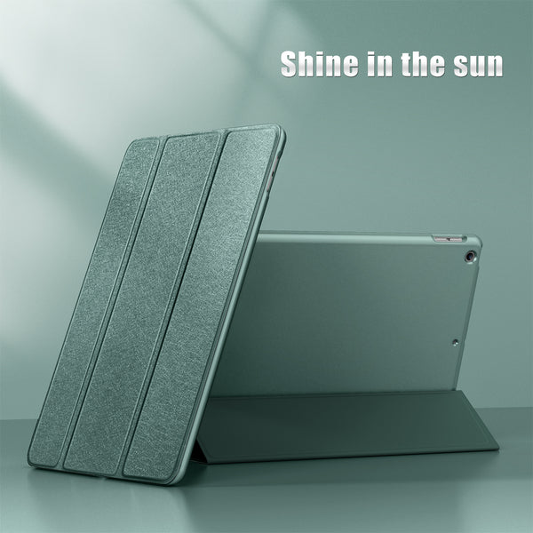 DTTO for iPad 9th/8th/7th Generation 10.2 inch 2021/2020/2019 Case, Premium Silk Pattern Slim Trifold Stand Cover - Lightweight Smart Auto Wake/Sleep Shell with Protective Hard Back, Matcha Green