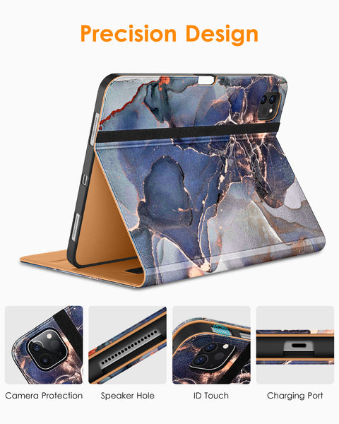 DTTO iPad Pro 12.9 6th / 5th / 4th / 3rd Generation Case 2022/2021/2020/2018, Premium Leather Folio Stand Cover with Built-in Apple Pencil Holder -Auto Wake/Sleep and Multi Viewing Angles,Brown