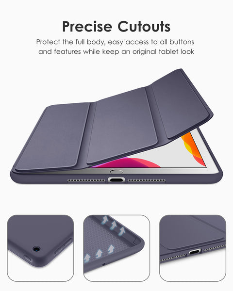 DTTO iPad 9th/ 8th/ 7th Generation 10.2 Case, Lightweight Soft TPU Back for iPad 10.2 Inch (2021/2020/2019) [Auto Wake/Sleep + Trifold Stand] - Rose Gold