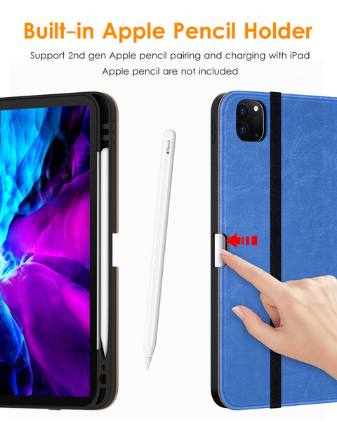 DTTO iPad Pro 12.9 6th / 5th / 4th / 3rd Generation Case 2022/2021/2020/2018, Premium Leather Folio Stand Cover with Built-in Apple Pencil Holder -Auto Wake/Sleep and Multi Viewing Angles,Brown