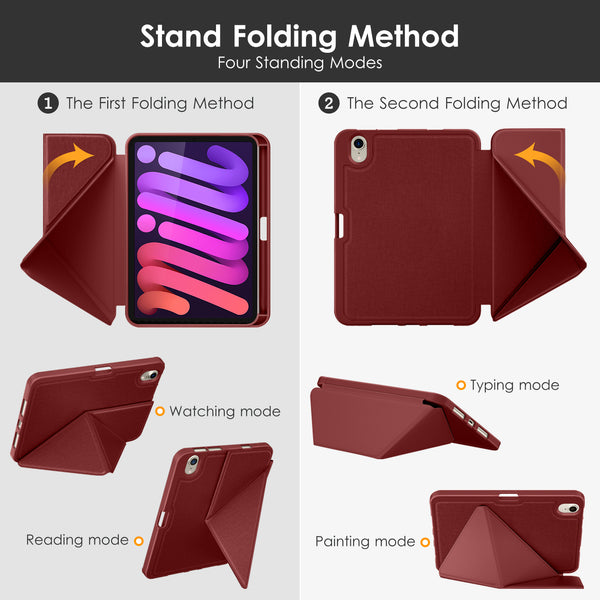 DTTO Case for iPad Mini 6th Gen 8.3 Inch 2021 with Pencil Holder, Multi - Angle Magnetic Standing Cover with TPU Back Shell [Auto Wake/Sleep], Black