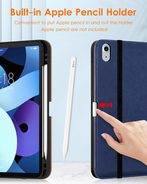 DTTO iPad Air 5th Generation Case (2022) / iPad Air 4th Generation Case (2020) 10.9 Inch, Premium Leather Business Folio Stand Cover with Pencil Holder [2nd Pencil Charging] for iPad Air 5/4, Brown