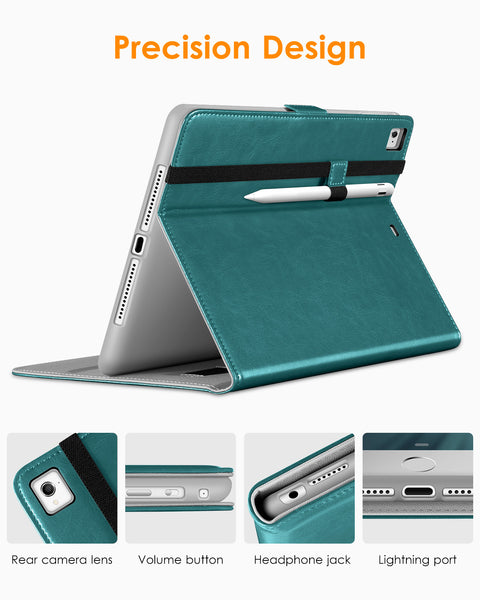 DTTO for iPad 9.7 Inch 5th/6th Generation 2018/2017 Case with Apple Pencil Holder, Premium Leather Folio Stand Cover Case for Apple iPad 9.7 inch, Also Fit iPad Pro 9.7/Air 2/Air - Black