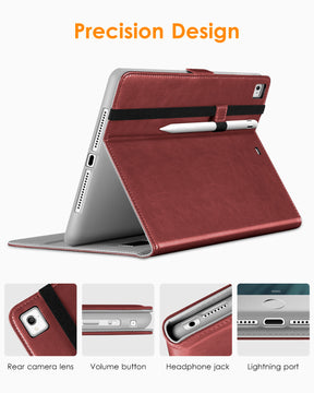 DTTO for iPad 9.7 Inch 5th/6th Generation 2018/2017 Case with Apple Pencil Holder, Premium Leather Folio Stand Cover Case for Apple iPad 9.7 inch, Also Fit iPad Pro 9.7/Air 2/Air - Black