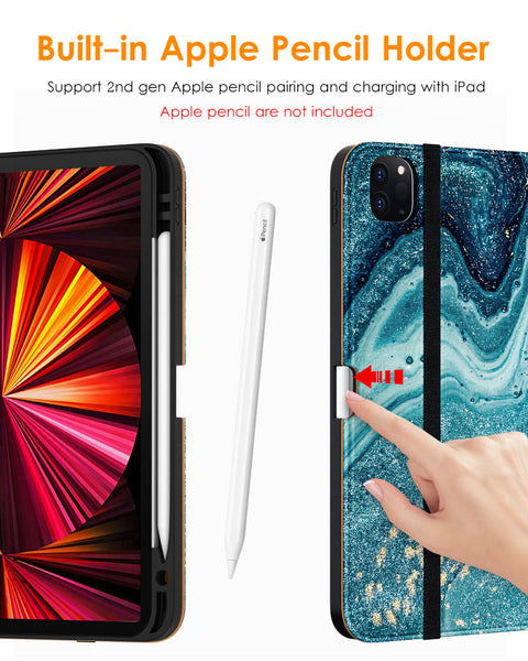 DTTO Case for iPad Pro 11 Inch 4th/3rd/2nd/1st Generation 2022/2021/2020/2018,Premium PU Leather Folio Stand Cover with Hand Strap,Fit iPad Air 4/5 - Auto Wake/Sleep,Multiple Viewing Angles, Brown