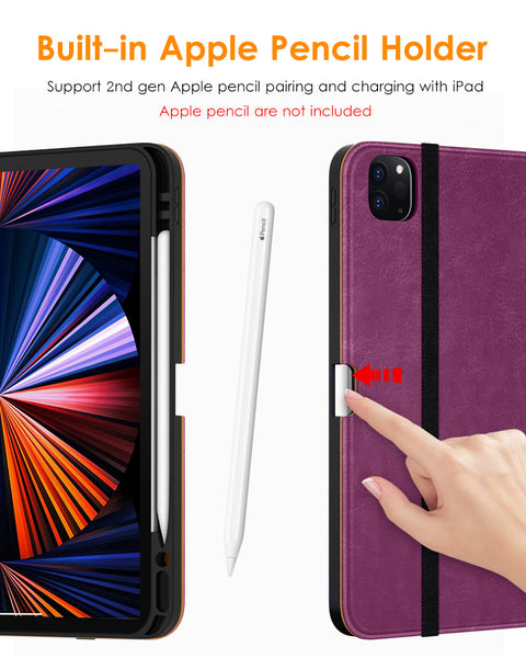 DTTO Case for iPad Pro 11 Inch 4th/3rd/2nd/1st Generation 2022/2021/2020/2018,Premium PU Leather Folio Stand Cover with Hand Strap,Fit iPad Air 4/5 - Auto Wake/Sleep,Multiple Viewing Angles, Brown