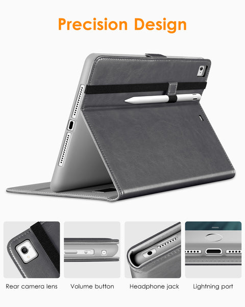 DTTO for iPad 9.7 Inch 5th/6th Generation 2018/2017 Case with Apple Pencil Holder, Premium Leather Folio Stand Cover Case for Apple iPad 9.7 inch, Also Fit iPad Pro 9.7/Air 2/Air - Black