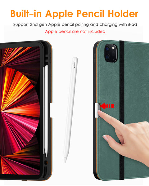 DTTO Case for iPad Pro 11 Inch 4th/3rd/2nd/1st Generation 2022/2021/2020/2018,Premium PU Leather Folio Stand Cover with Hand Strap,Fit iPad Air 4/5 - Auto Wake/Sleep,Multiple Viewing Angles, Brown