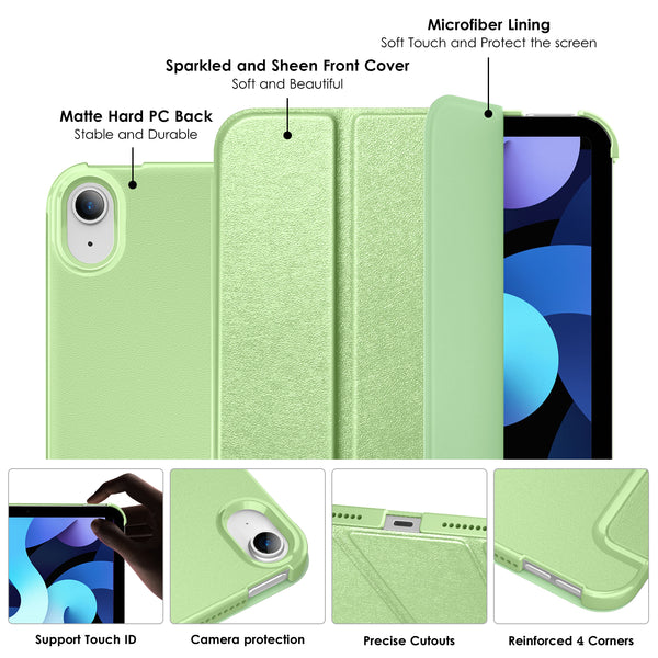 DTTO iPad Air Case 5th / 4th Generation 10.9 Inch, Hard Back, Sparkled and Sheen Front Cover for iPad Air 10.9" 5th / 4th Gen 2022 2020, Support 2nd Gen Pencil, Auto Sleep/Wake - Snow Blue