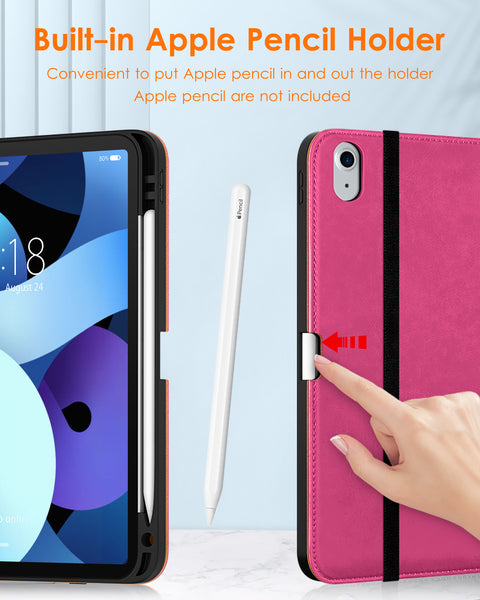 DTTO iPad Air 5th Generation Case (2022) / iPad Air 4th Generation Case (2020) 10.9 Inch, Premium Leather Business Folio Stand Cover with Pencil Holder [2nd Pencil Charging] for iPad Air 5/4, Brown