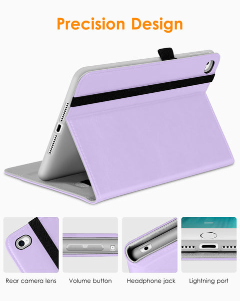 DTTO iPad Mini 4 Case, Premium Leather Folio Stand Cover Case with Multi-Angle Viewing and Auto Wake-Sleep Function, Front Pocket for Apple iPad Mini 4 - Brown